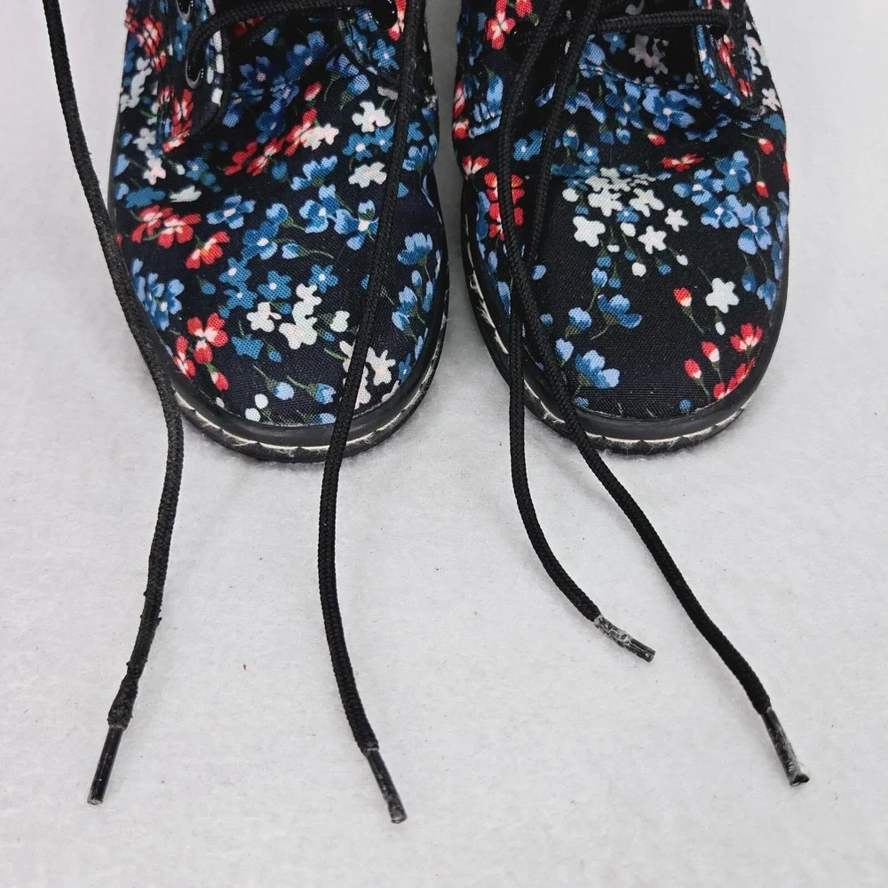 Dr‎ Martens Shoes Womens 7 Maelly Black Floral Canvas Boots Sneakers Air Walk